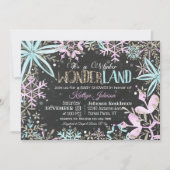 冬のワンダーランド雪の輝く赤ちゃんシャワー 招待状 (正面)