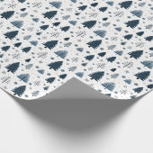 冬のワンダーランド雪の青いクリスマス ラッピングペーパー (角)