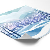 冬のワンダーランド雪の青い水の色絵を描の ポスター (角)