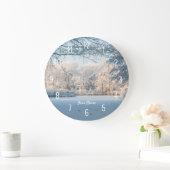 冬のワンダーランド雪景色の大きな時計 ラージ壁時計 (ホーム)