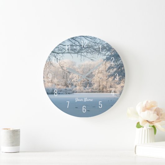 冬のワンダーランド雪景色の大きな時計 ラージ壁時計 (ホーム)