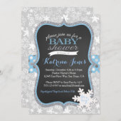 冬のワンダーランド雪片ベビーシャワーの招待 招待状 (正面/裏面)