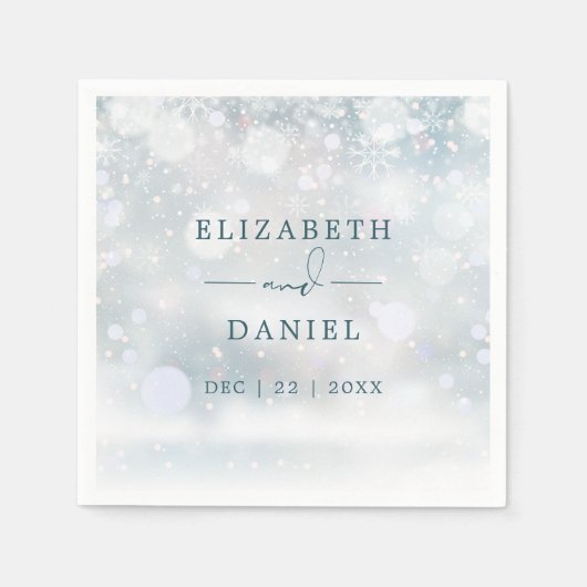 冬のワンダーランド雪結婚ありがとう スタンダードカクテルナプキン (正面)