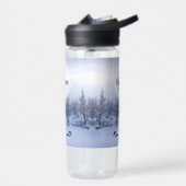 冬のワンダーランド霧氷の森の雪のモノグラム ウォーターボトル (左面)