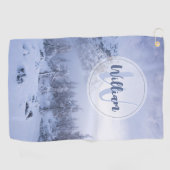 冬のワンダーランド霧氷の森の雪のモノグラム ゴルフタオル (横)