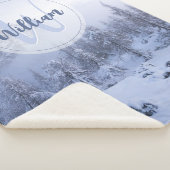 冬のワンダーランド霧氷の森の雪のモノグラム シェルパブランケット (3/4)