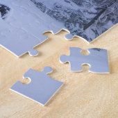 冬のワンダーランド霧氷の森の雪のモノグラム ジグソーパズル (側面)