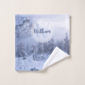 冬のワンダーランド霧氷の森の雪のモノグラム バスタオルセット (ウォッシュタオル)