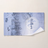 冬のワンダーランド霧氷の森の雪のモノグラム バスタオルセット (ハンドタオル)