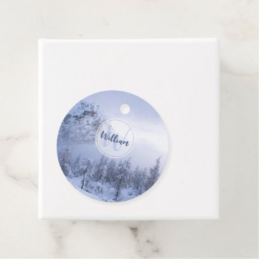 冬のワンダーランド霧氷の森の雪のモノグラム フェイバータグ (インサイチュ)