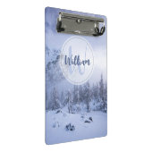 冬のワンダーランド霧氷の森の雪のモノグラム ミニクリップボード (アングル)