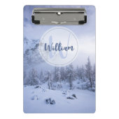 冬のワンダーランド霧氷の森の雪のモノグラム ミニクリップボード (正面)