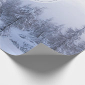 冬のワンダーランド霧氷の森の雪のモノグラム ラッピングペーパー (角)