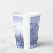 冬のワンダーランド霧氷の森の雪のモノグラム 紙コップ (右)