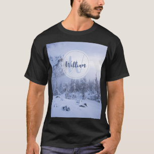 冬のワンダーランド霧氷の森の雪のモノグラム Tシャツ