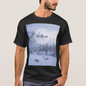 冬のワンダーランド霧氷の森の雪のモノグラム Tシャツ (正面)