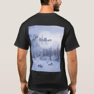 冬のワンダーランド霧氷の森の雪のモノグラム Tシャツ