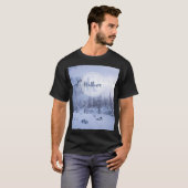 冬のワンダーランド霧氷の森の雪のモノグラム Tシャツ (正面フル)