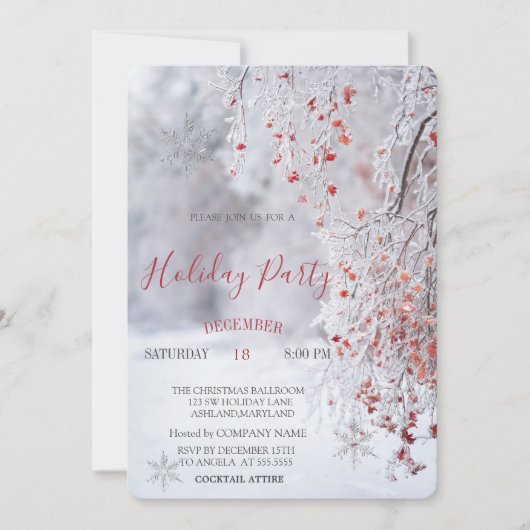 冬のワンダーランド風景雪のクリスマス 招待状 (正面)