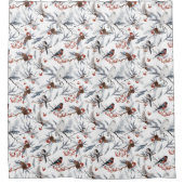 冬のワンダーランド鳥の休日のシャワーカーテン シャワーカーテン (正面)
