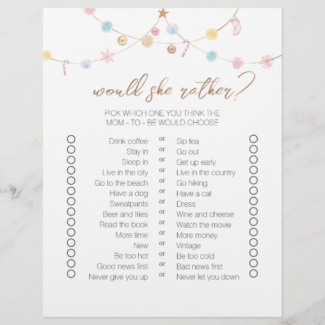 冬のワンダーランド2サイドビンゴベビシャワーゲーム (正面)