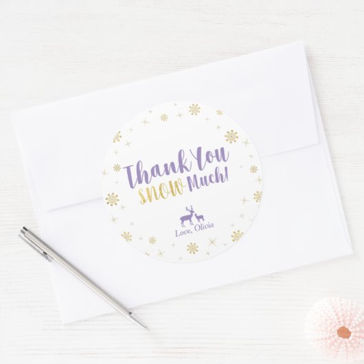 冬のワンダーランド、カスタム金ゴールドありがとうステッカー ラウンドシール (封筒)