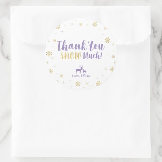 冬のワンダーランド、カスタム金ゴールドありがとうステッカー ラウンドシール (バッグ)