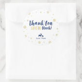 冬のワンダーランド、カスタム金ゴールドありがとうステッカー ラウンドシール (バッグ)