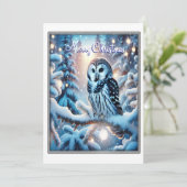 冬のワンダーランド・クリスマスの美しいフクロウ シーズンカード (スタンド正面)