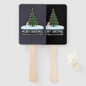 「冬のワンダーランド:クリスマスツリー、雪だるま、レイ ハンドファン (正面&裏面)