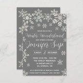 冬のワンダーランド、スノーフレークベビーの散水、シャワー 招待状 (正面/裏面)
