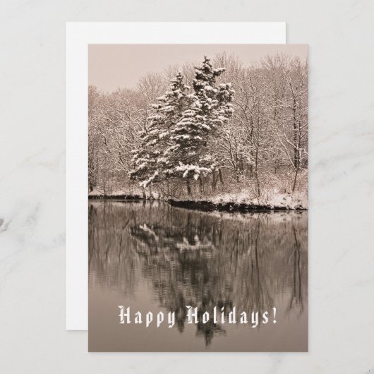 冬のワンダーランド – セピアクリスマス シーズンカード (正面/裏面)