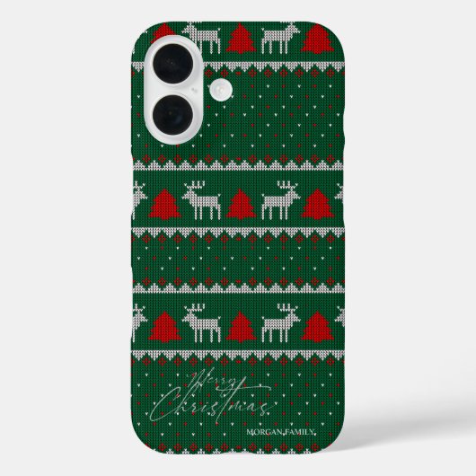 冬のワンダーランド、トナカイとモミの木 グリーン Case-Mate iPhoneケース (裏面)