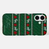 冬のワンダーランド、トナカイとモミの木 グリーン Case-Mate iPhoneケース (裏面 (横))