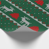 冬のワンダーランド、トナカイの松の木の緑 ラッピングペーパー (角)