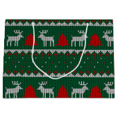 冬のワンダーランド、トナカイの松の木の緑 ラージペーパーバッグ (正面)