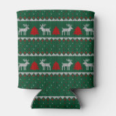 冬のワンダーランド、トナカイの松の木の緑 缶クーラー (裏面)