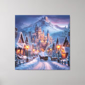 冬のワンダーランド：トワイライトビレッジの山 キャンバスプリント (正面)
