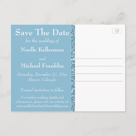 冬のワンダーランド、ハートは日付はがきを保存 案内ポストカード (裏面)