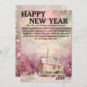 冬のワンダーランド – ピンクと白の居心地の良い家» シーズンカード (正面/裏面)