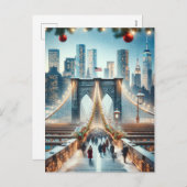 冬のワンダーランド。ブルックリンブリッジ – ニューヨーク シーズンポストカード (正面/裏面)