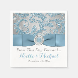 冬のワンダーランド、プリントリボン結婚のナプキン スタンダードカクテルナプキン