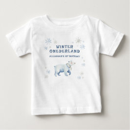 冬のワンダーランド ポーラーベア 1歳の誕生日 ベビーTシャツ