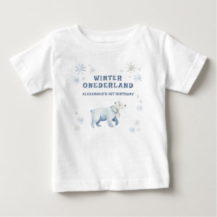 冬のワンダーランド ポーラーベア 1歳の誕生日 ベビーTシャツ