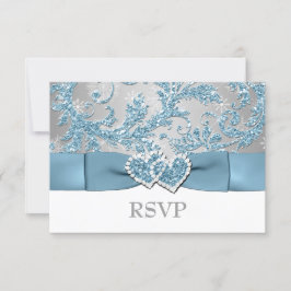 冬のワンダーランド、参加ハート結婚式RSVP 2 出欠カード