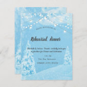 冬のワンダーランド、松の木のリハーサルディナー 招待状 (正面/裏面)