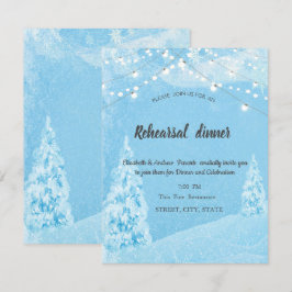 冬のワンダーランド、松の木のリハーサルディナー 招待状