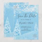 冬のワンダーランド、松の木の日付を保存 セーブザデート (正面/裏面)