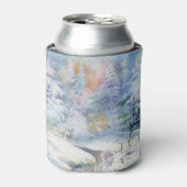 冬のワンダーランド：水彩風景 缶クーラー (缶正面)