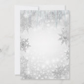 冬のワンダーランド 白い雪の結晶 高級パーティー 招待状 (裏面)